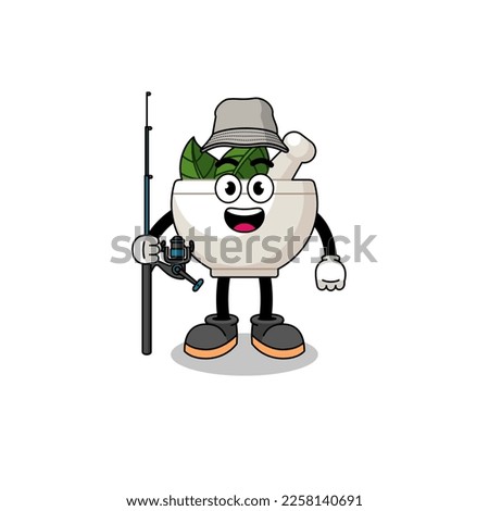 Mascot Illustration of herbal bowl fisherman , character design