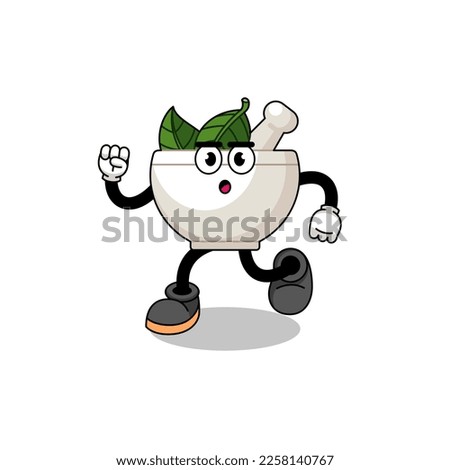 running herbal bowl mascot illustration , character design