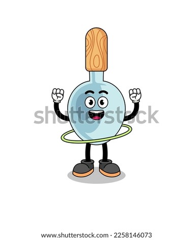 Character Illustration of cooking spoon playing hula hoop , character design