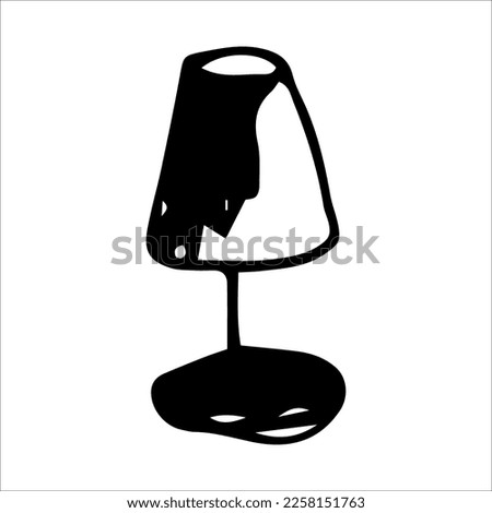 Vector illustration of a black and white table lamp. Interior furniture in cartoon style.