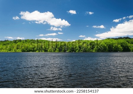 A summer landscape view of Burr Pond State Park in Torrington Connecticut. 