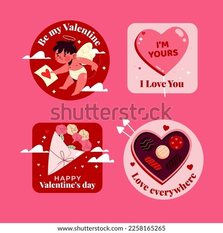 Valentines day celebration labels collection.