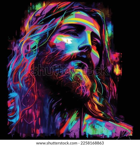 Colorful Jesus Christ Pop Art Painting Pop Art Portraits Print Poster
 Royalty-Free Stock Photo #2258168863