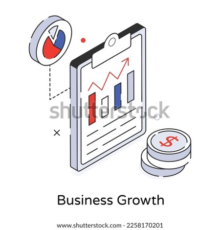 Business growth isometric icon with scalability 