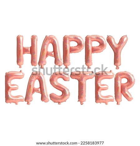 3d illustration of letter balloons about happy easter isolated on background