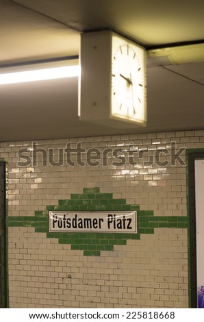U-bahn (subway) station Potzdamer Platz in Berlin. The U-bahn serves 170 stations spread across ten lines with a total track length of 151.7 km.