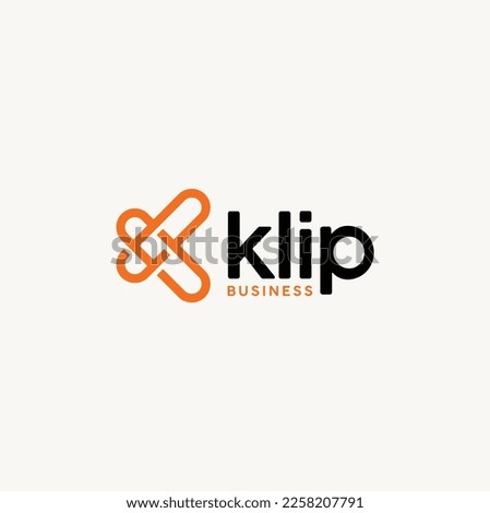 Initial Letter K Paper Clip logotype typography Lettering Monogram logo design