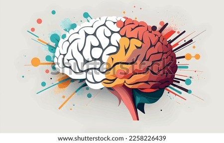 Vector illustration, creative brain background, abstract and minimal design