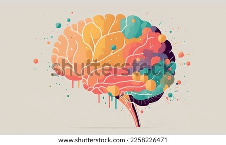 Vector illustration, creative watercolor brain background, abstract and minimal design.
