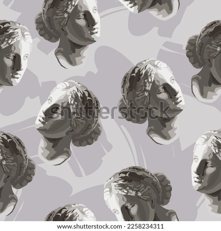 Venus (Venera) head sculpture vector seamless pattern Royalty-Free Stock Photo #2258234311