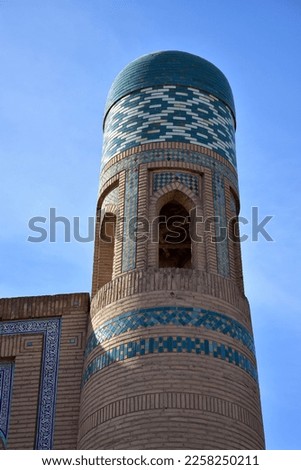 The decorative tower covered with majolica
