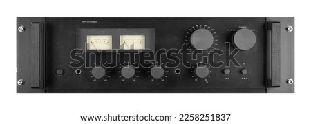Music and sound - Front view Audio power amplifier isolated white background