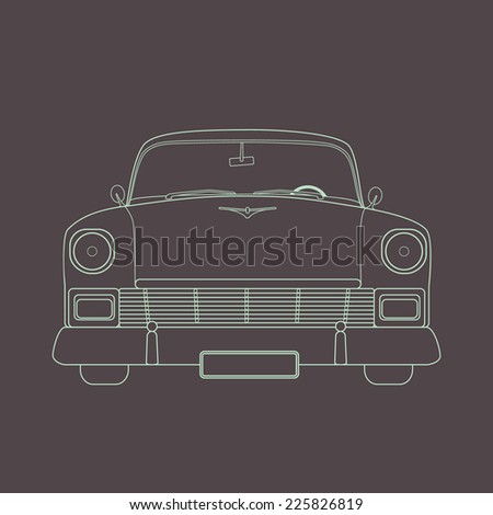 Simple retro car illustration made in vector in flat style.