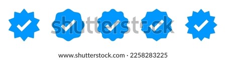Verified vector icon. Account verification. Verification icon set. Tick signs. Profile verification check marks icons. EPS 10 Royalty-Free Stock Photo #2258283225