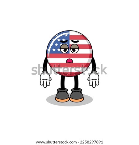 united states flag cartoon with fatigue gesture , character design