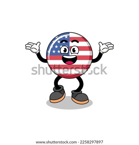 united states flag cartoon searching with happy gesture , character design