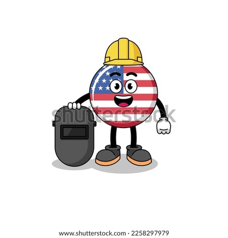 Mascot of united states flag as a welder , character design