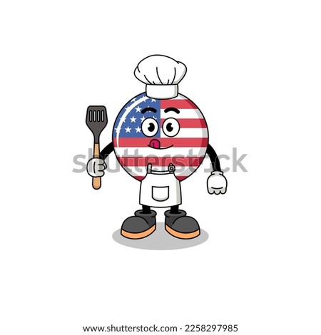 Mascot Illustration of united states flag chef , character design