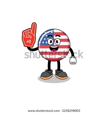 Cartoon mascot of united states flag number 1 fans , character design
