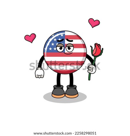 united states flag mascot falling in love , character design