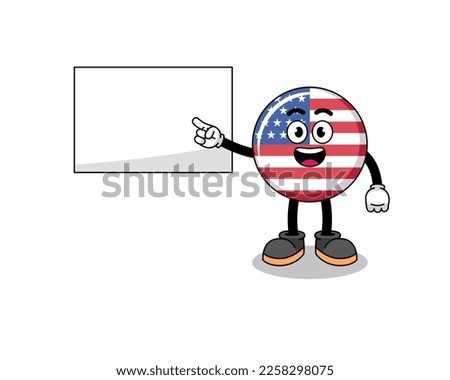 united states flag illustration doing a presentation , character design