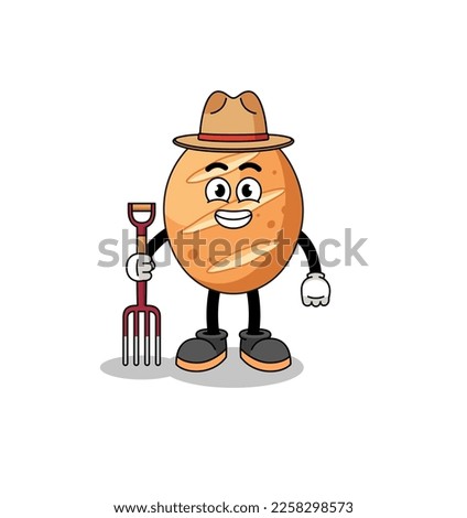 Cartoon mascot of french bread farmer , character design