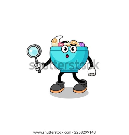 Mascot of cereal bowl searching , character design