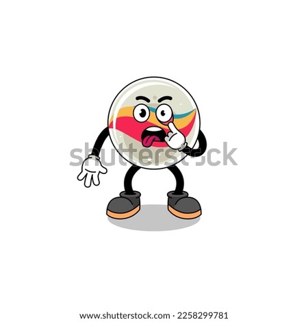 Character Illustration of marble toy with tongue sticking out , character design