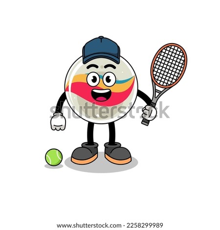 marble toy illustration as a tennis player , character design