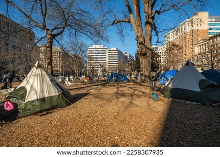 Washington, DC - 04 February 2023: Homeless Encampment on McPherson Square in Downtown Washington, D.C. Royalty-Free Stock Photo #2258307935
