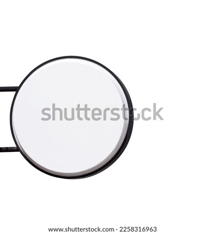 Blank circle lightbox sign, outdoor restaurant and coffee shop label mockup on isolated white background with clipping path, suitable for logo template