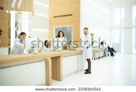 The hospital's medical ensemble will sit and converse, exchange ideas, and rest in the doctor's resting room. before launching the following mission Royalty-Free Stock Photo #2258365561