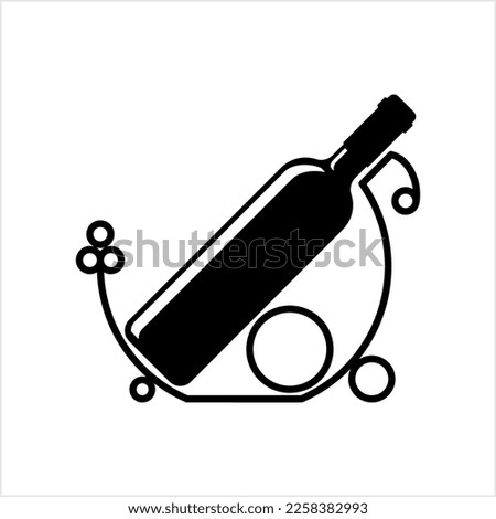 Wine Bottle Stand Icon, Wine Bottle Holder Icon, Glass Bottle Rack Vector Art Illustration