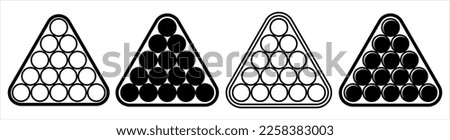 Billiard Rack Icon, Equilateral Triangle Shape Piece Of Equipment Used To Place Starting Position Of Billiard Balls Vector Art Illustration