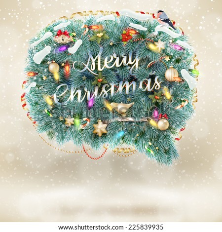 Christmas fir tree Bubble for speech. EPS 10 vector file included