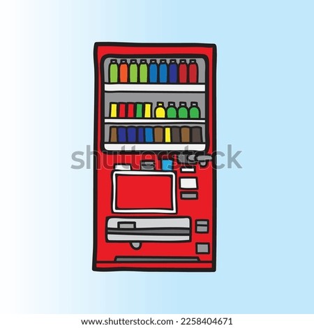 Soda vending machine icon. Vector image isolated on blue white background.