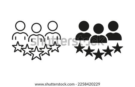 Experienced Team Silhouette and Line Icon. User or Customer Satisfaction. High Quality Service Pictogram. Good Quality Review, Happy Client Icon. Editable Stroke. Isolated Vector Illustration. Royalty-Free Stock Photo #2258420229