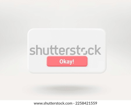 Pop up window with red button. 3d vector window with copy space Royalty-Free Stock Photo #2258421559
