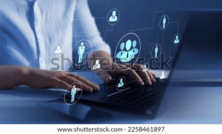 Business hierarchy structure. 
Relations of order or subordination between members. Business process and workflow automation with flowchart. Virtual screen Mindmap or Organigram. Royalty-Free Stock Photo #2258461897