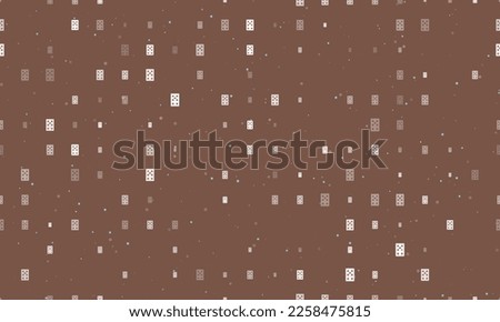 Seamless background pattern of evenly spaced white seven of clubs playing cards of different sizes and opacity. Vector illustration on brown background with stars
