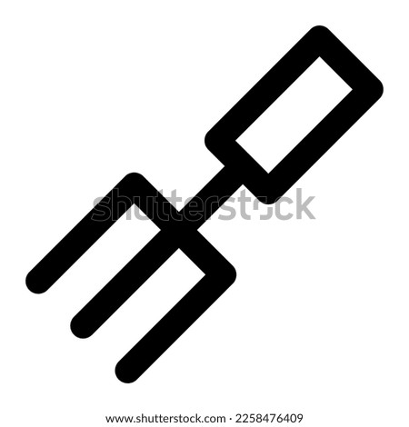 Isolated hand fork in outline icon on white background. Gardening tool