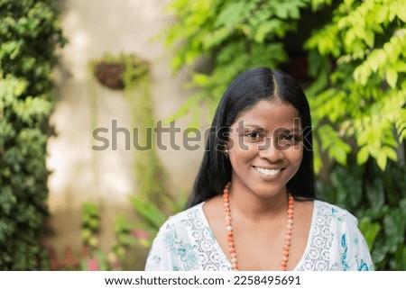 Colombian woman in traditional dress Royalty-Free Stock Photo #2258495691