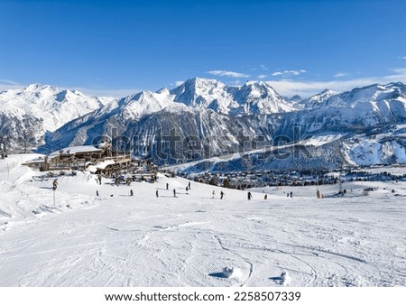  Courchevel - Meribel  ski slopes, France. Royalty-Free Stock Photo #2258507339