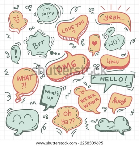 speech bubble collection - illustration of speech ballon - blue and orange speech bubble collection