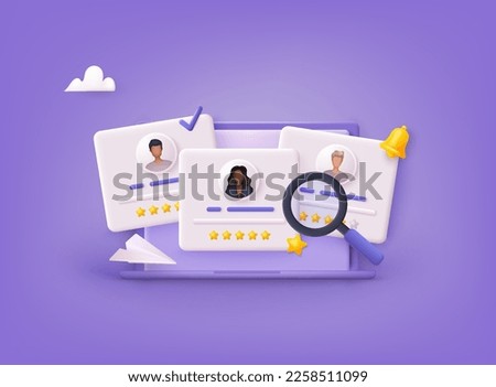 Hiring and recruitment concept for web page, banner, presentation. Job interview, recruitment agency. 3D Web Vector Illustrations. Royalty-Free Stock Photo #2258511099