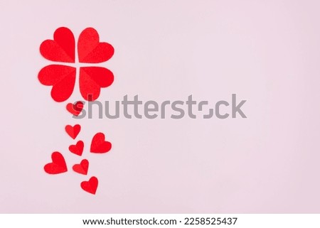 Red and Pink Paper Hearts on pink background, Heart shape papercut, Flower shaped, Happy Valentine's day Royalty-Free Stock Photo #2258525437