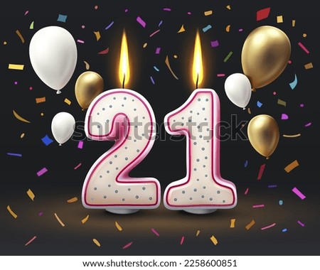 Happy Birthday years. 21 anniversary of the birthday, Candle in the form of numbers. Vector illustration