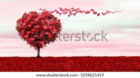 Red Heart Shaped Tree with Red Hearts