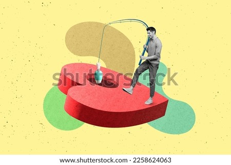 Creative 3d photo collage artwork graphics of funny funky guy looking for 14 february second half isolated drawing background