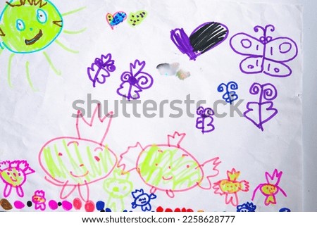 Children's drawing by hand. Abstraction, doodle. Funny background for design